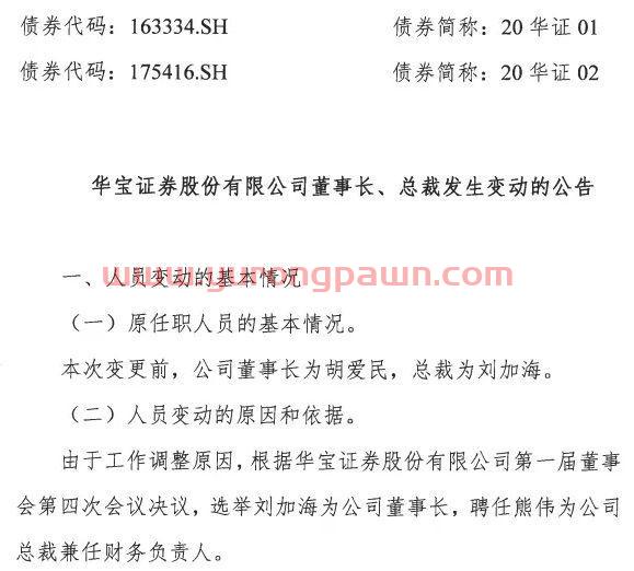 上市辅导期内，华宝证券更换董事长和总裁